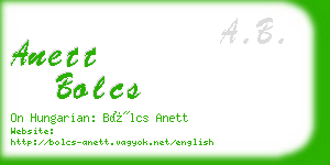 anett bolcs business card